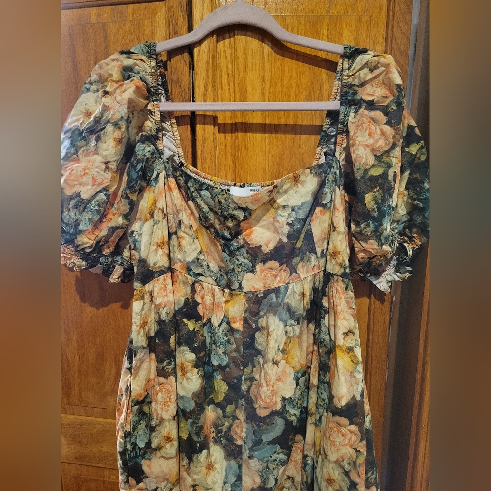 Selkie Floral Wide Leg Hamptons Jumpsuit with Puff Sleeves - Picture 6 of 8